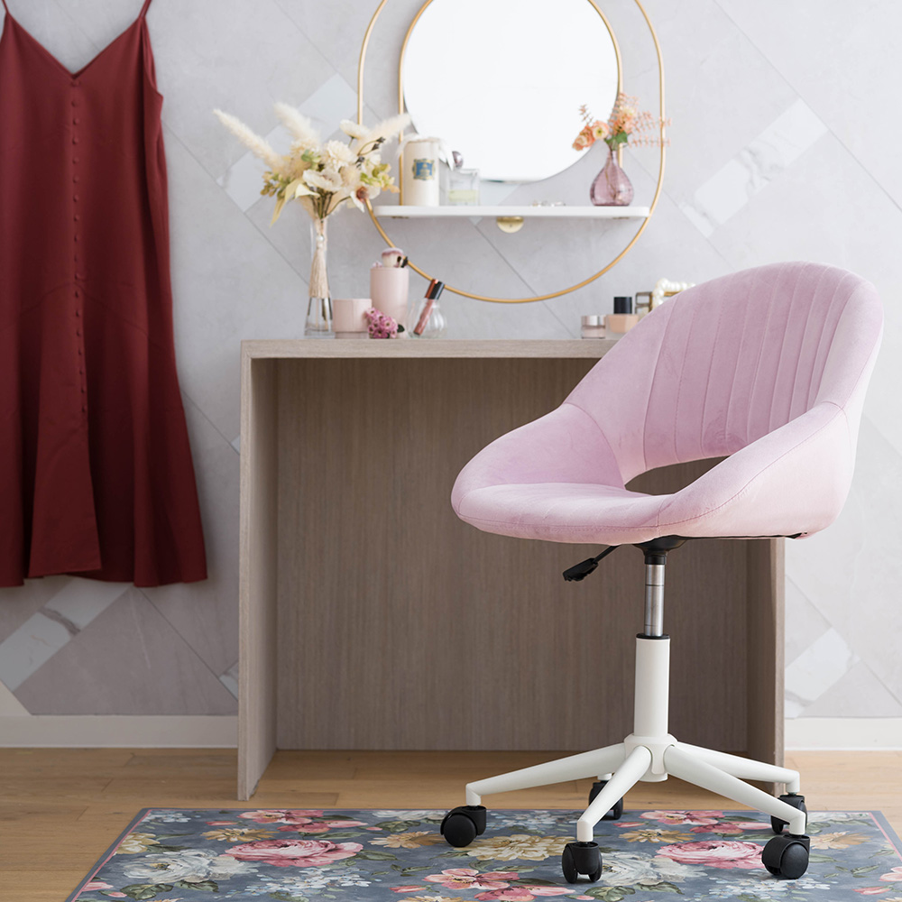 友安製作所 デスクチェア 2脚セット おしゃれ 白 北欧 ベロア