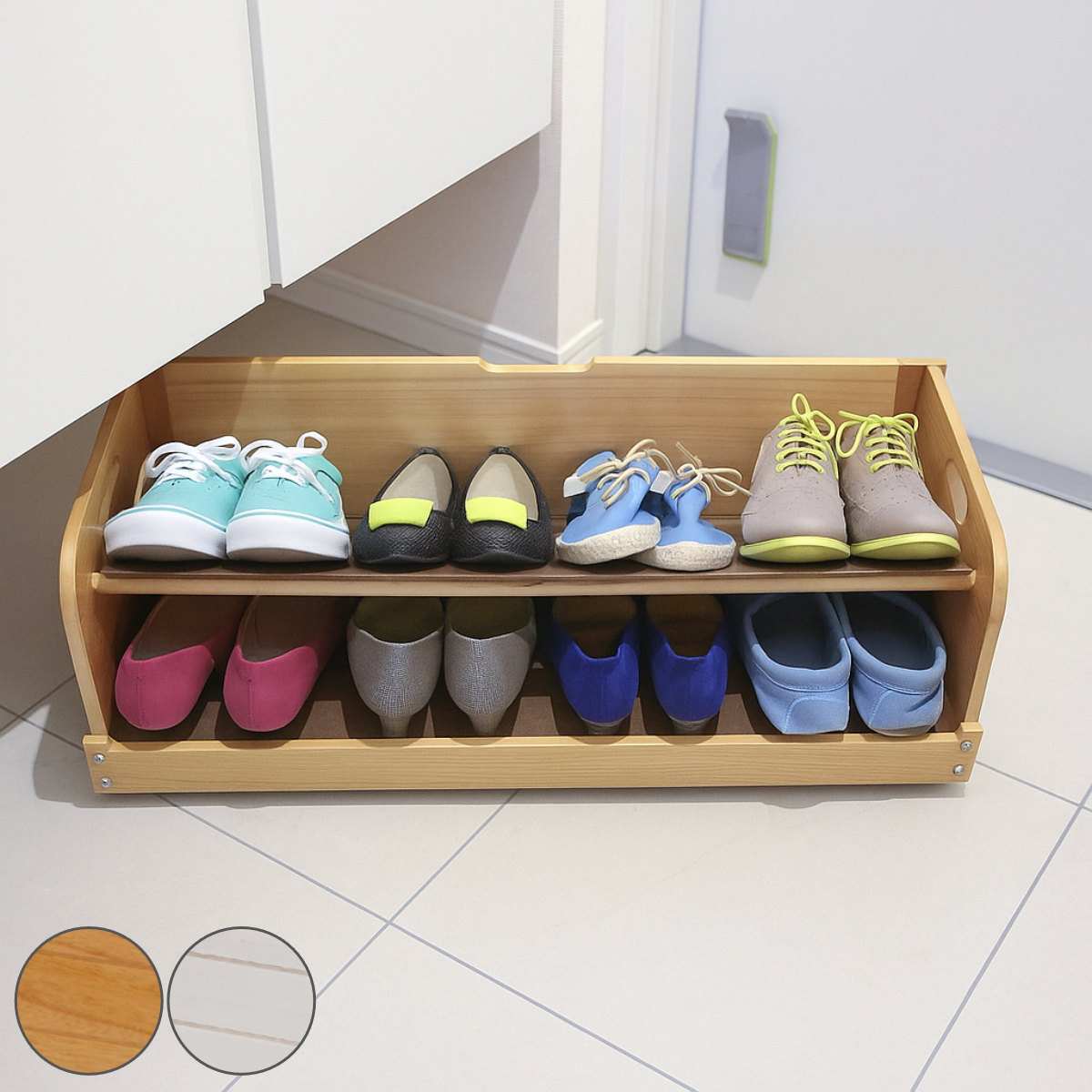 シューズラック 幅71cm 下駄箱下収納 木製 （ 玄関 下駄箱下収納