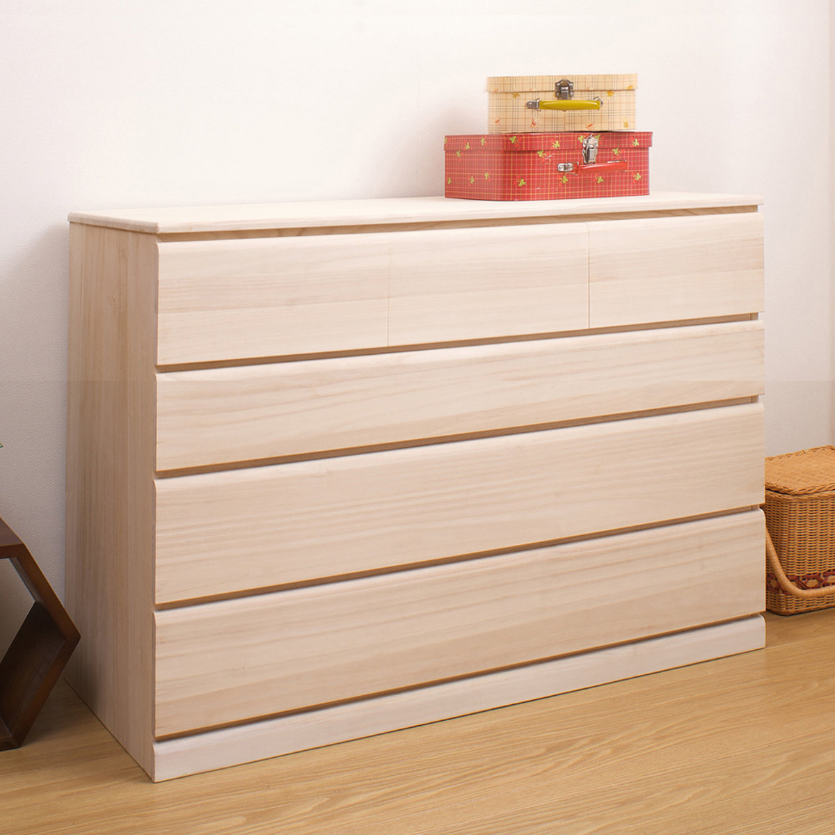 桐タンス 幅100cm 4段 キャスター付 日本製 完成品 （ 桐チェスト 桐