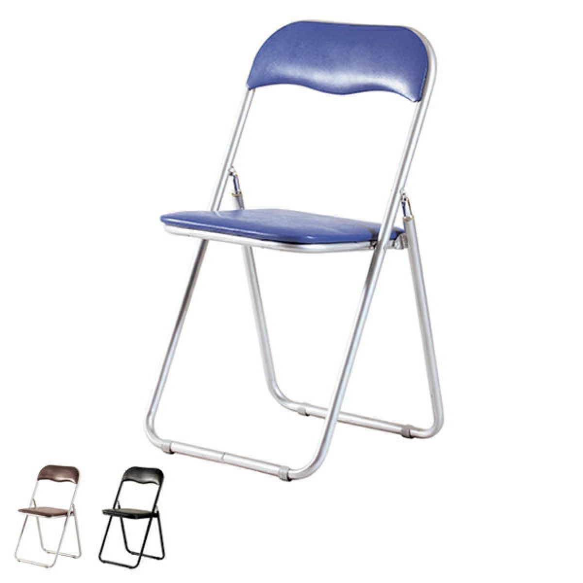 弘益 パイプ椅子 4脚セット 座面高46cm スチールフレーム 折りたたみ