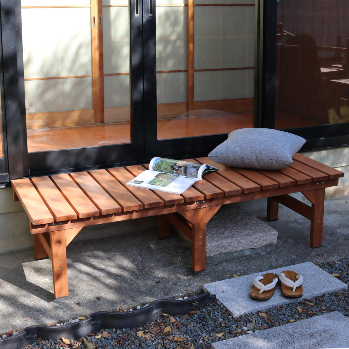 ユニット縁台ベンチ hiyori 幅154.5 奥行55 （ ガーデンデッキ ベンチ