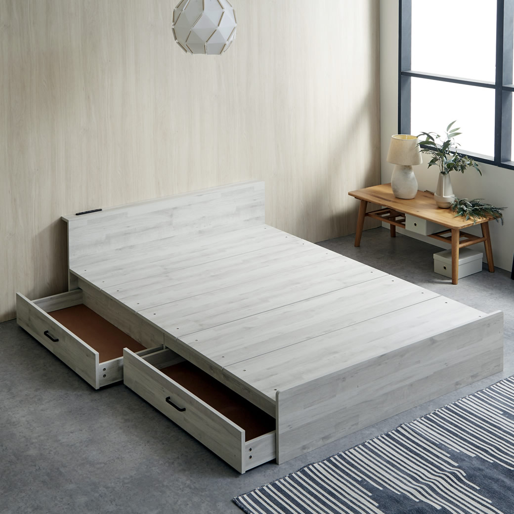 ネルコンシェルジュ 収納付きベッド ステージベッド ダブル 引き出し2