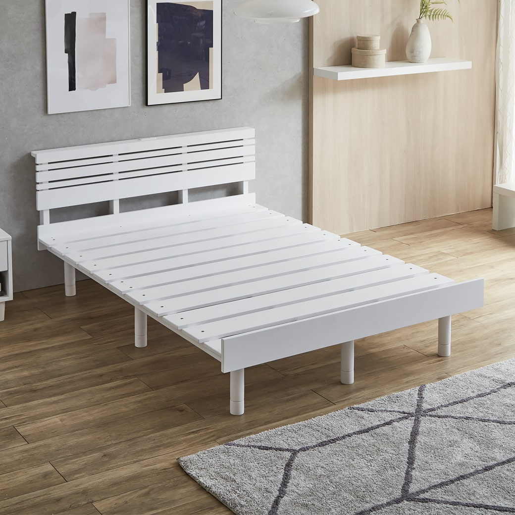 ネルコンシェルジュ すのこベッド ローベッド 棚コンセント付き ダブル