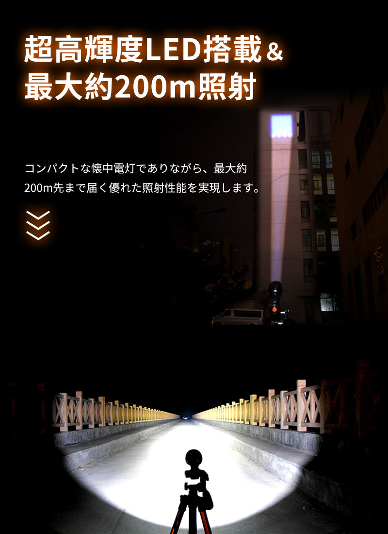 2個セット 懐中電灯 LEDライト 電池式 ハンディライト ハンドライト 超