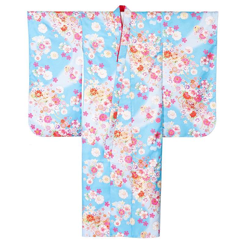 七五三 女の子 着物 四つ身 祝い着 単品 7歳 小紋柄 襦袢付き