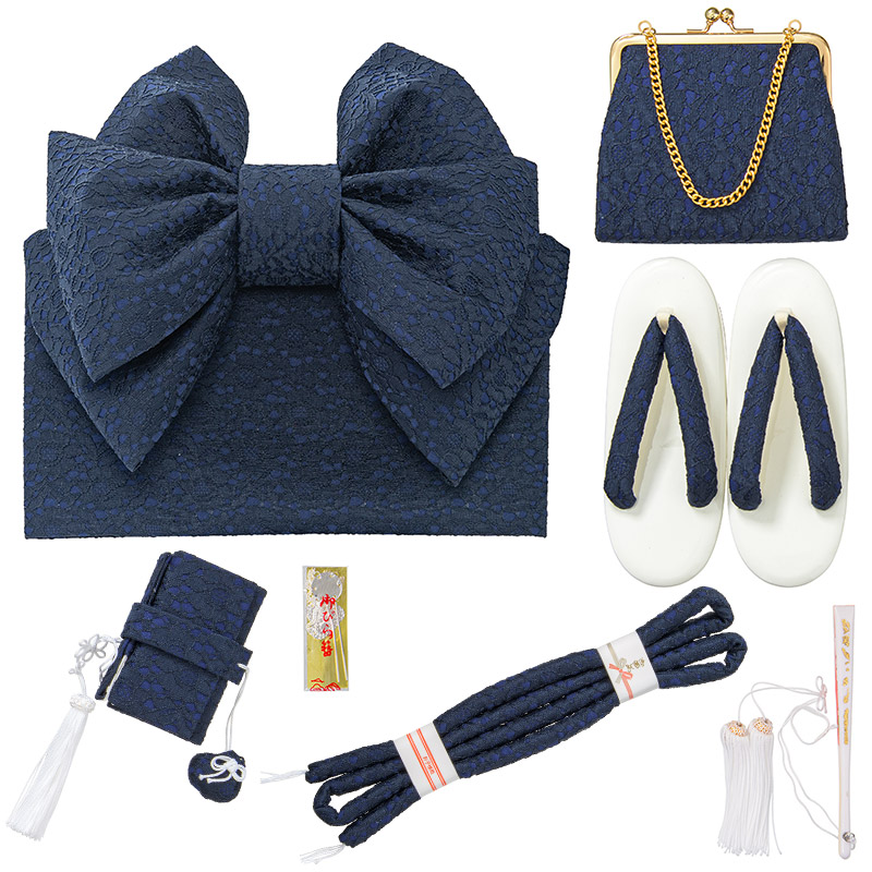 七五三女の子小物 結び帯はこせこ 7点セット 7才 レース ホワイト