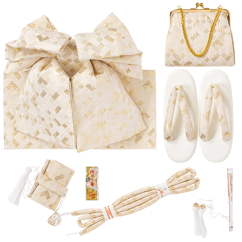 七五三女の子小物 結び帯はこせこ 7点セット 7才 レース ホワイト