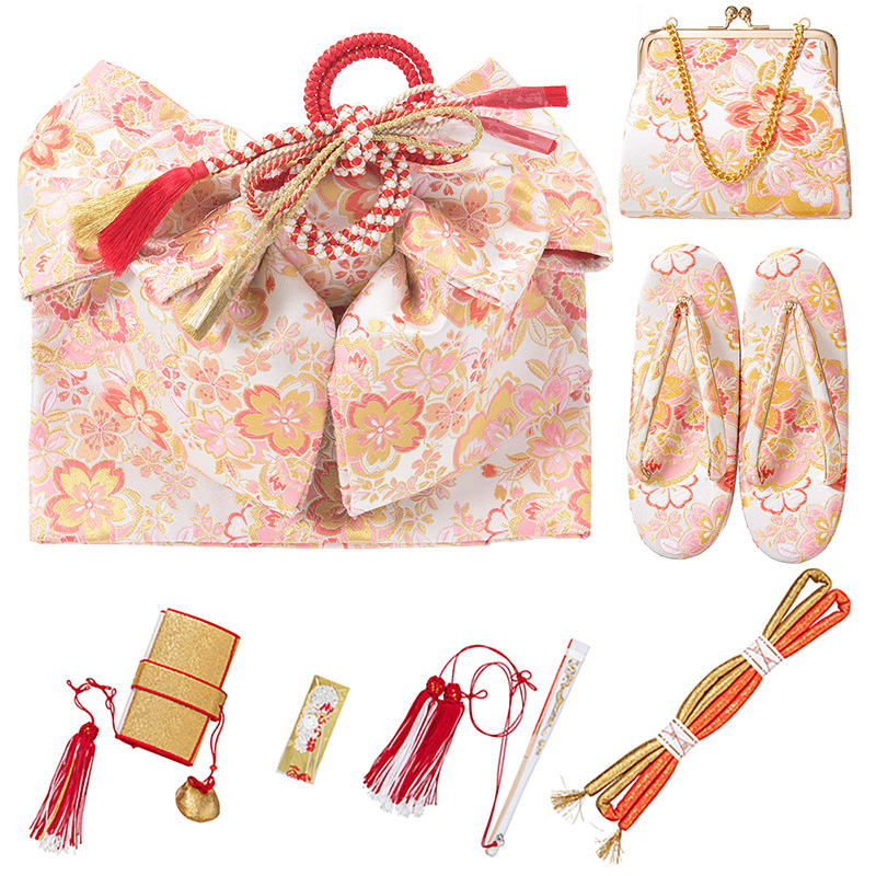 七五三 結び帯 はこせこセット バッグ 箱迫 丸ぐけ 扇子 ビラカン 草履