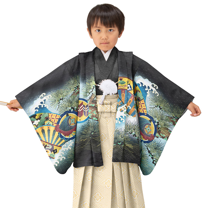 七五三 羽織セット 男の子 羽織 着物 長襦袢 半衿付き 5歳 No.129