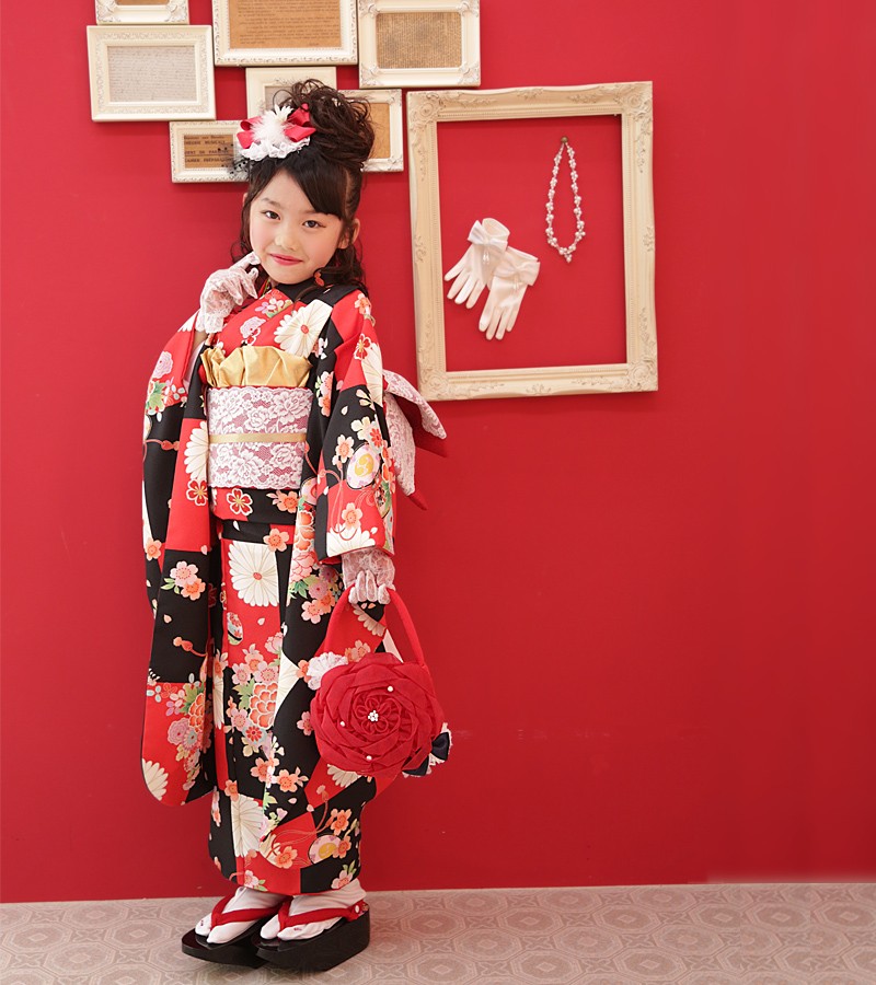 京都瑠璃雛菊 七五三 着物 7歳 購入 レトロ 古典 お祝い着 女の子
