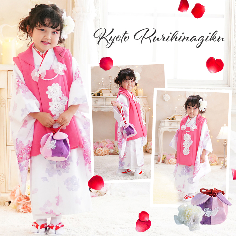 美品 七五三 三歳 被布セット✰ リョウコキクチ ピンク リアルファー襟