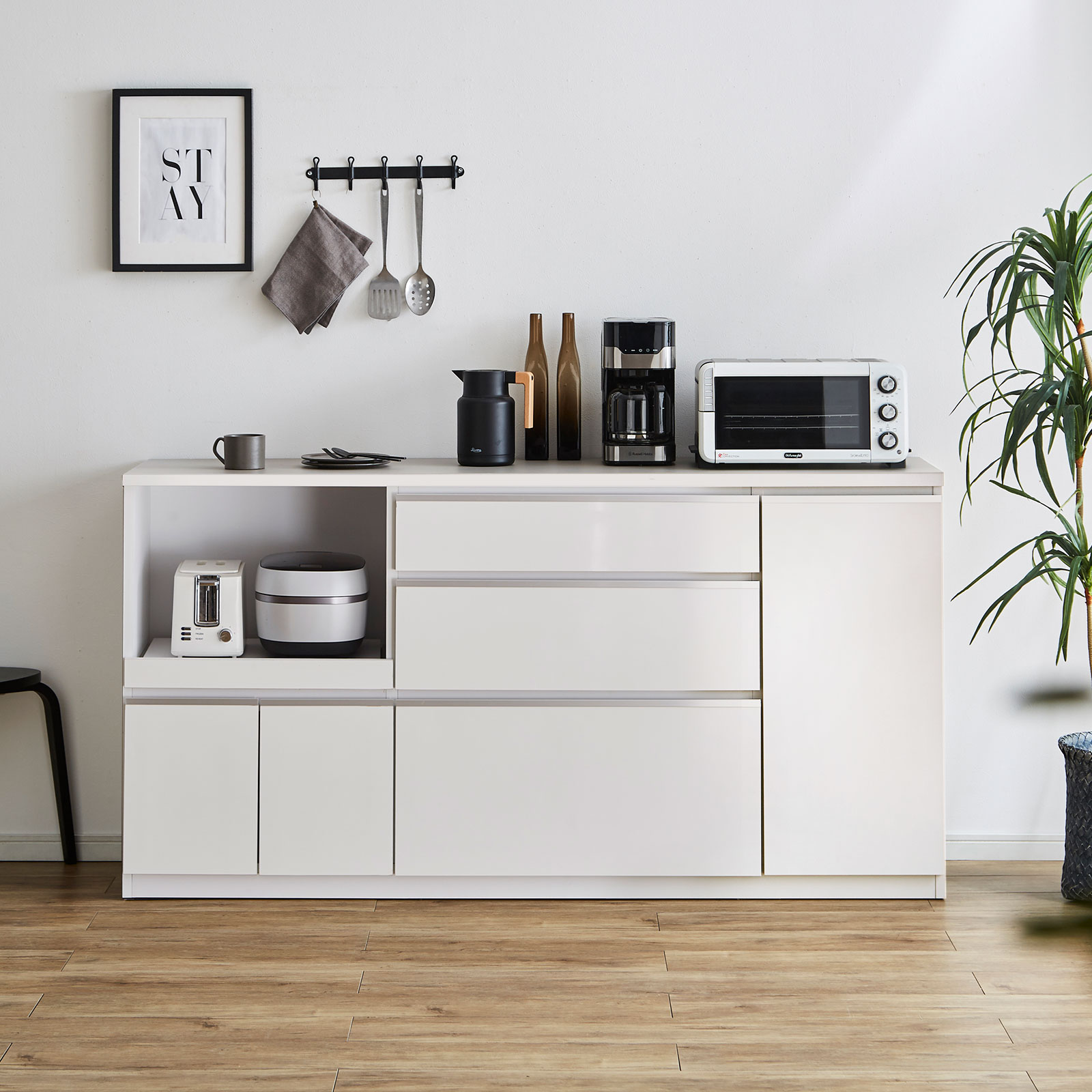 KAGUCOCO 食器棚 ロータイプ食器棚 キッチンカウンター 180 キッチン