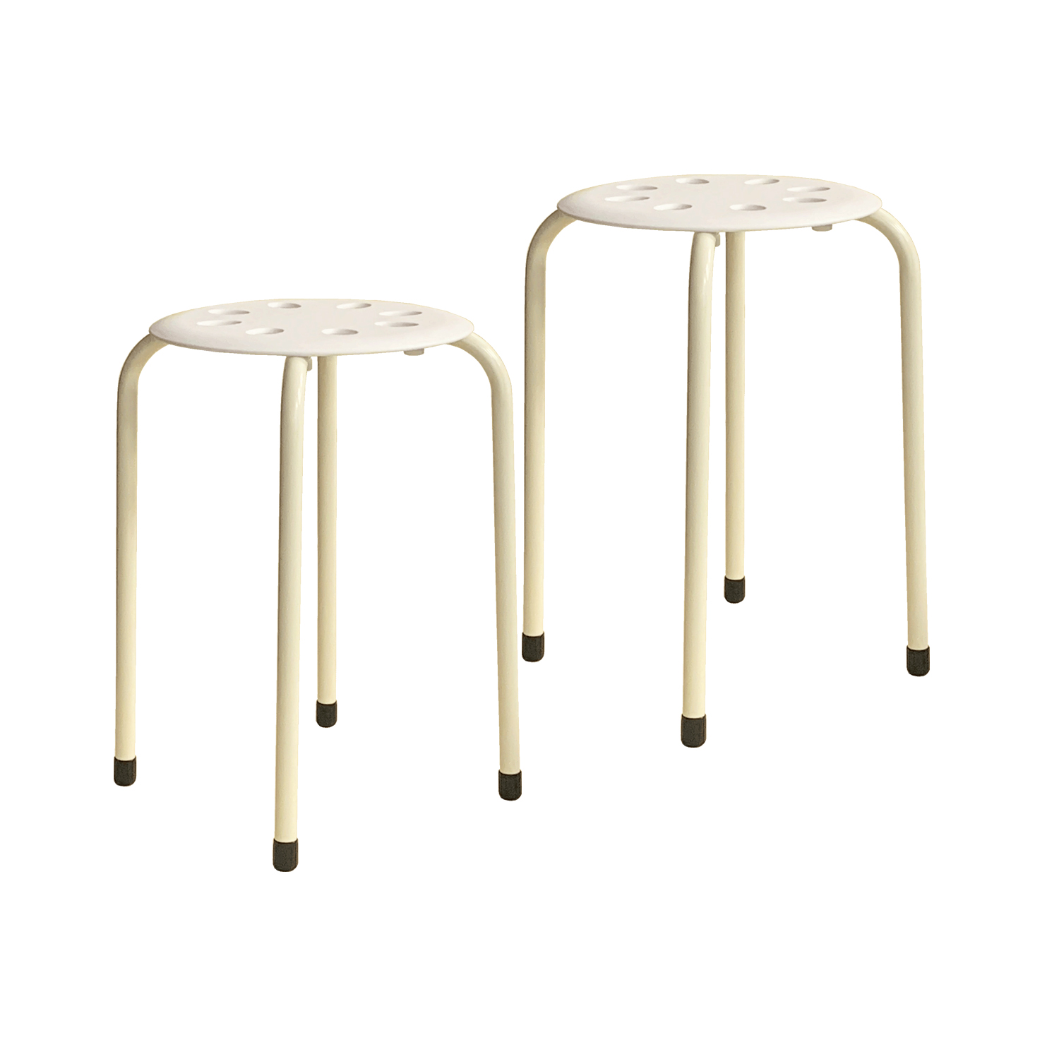 穴あきスタッキングスツール ホワイト 軽量 スチール脚 丸椅子