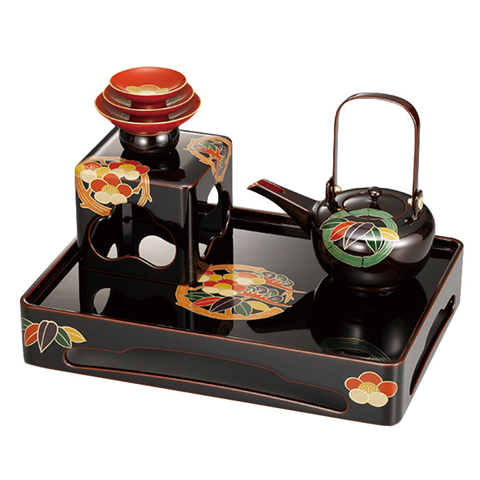 お屠蘇セット おしゃれ 日本製 国産 会津漆器 新松クリ足 四ツ揃 屠蘇