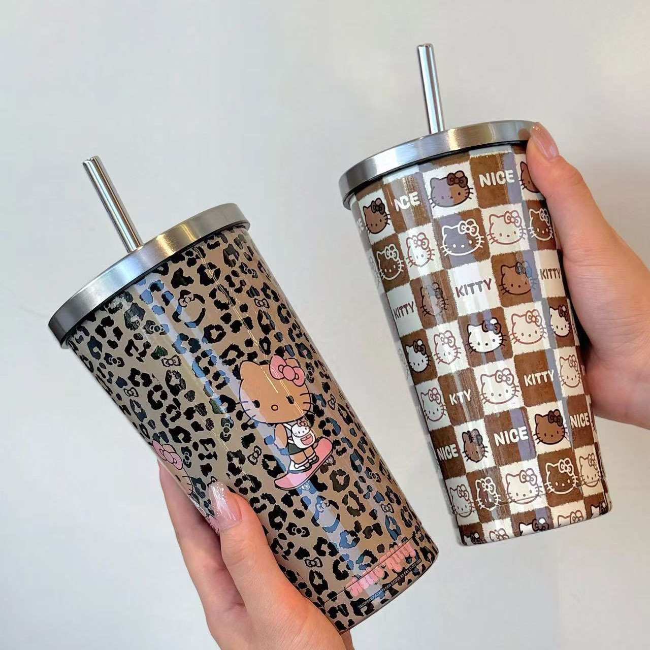 海外限定 キティ 日焼けキティ 水筒 ヒョウ柄 ギャル マグボトル