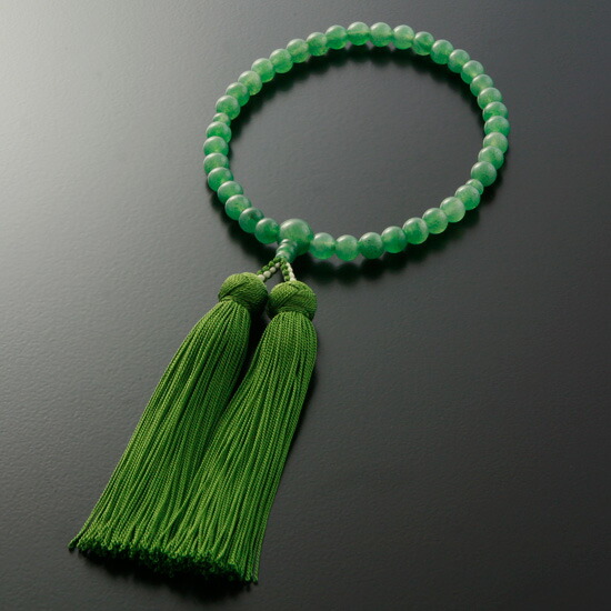 京仏壇はやし 数珠 女性用 みやこ房 インド翡翠 ヒスイ 念珠袋付き W