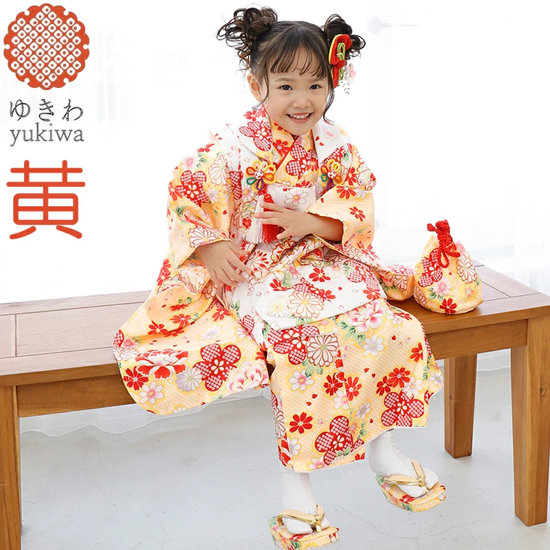 七五三 着物 3歳 雪輪 ねじり梅 女の子 フルセット 被布セット 753 三