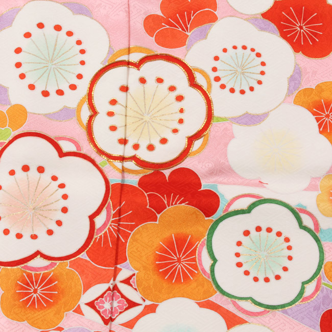 七五三 着物 7歳 正絹 購入 ピンク 梅文 京友禅 四つ身 絵羽模様 振袖