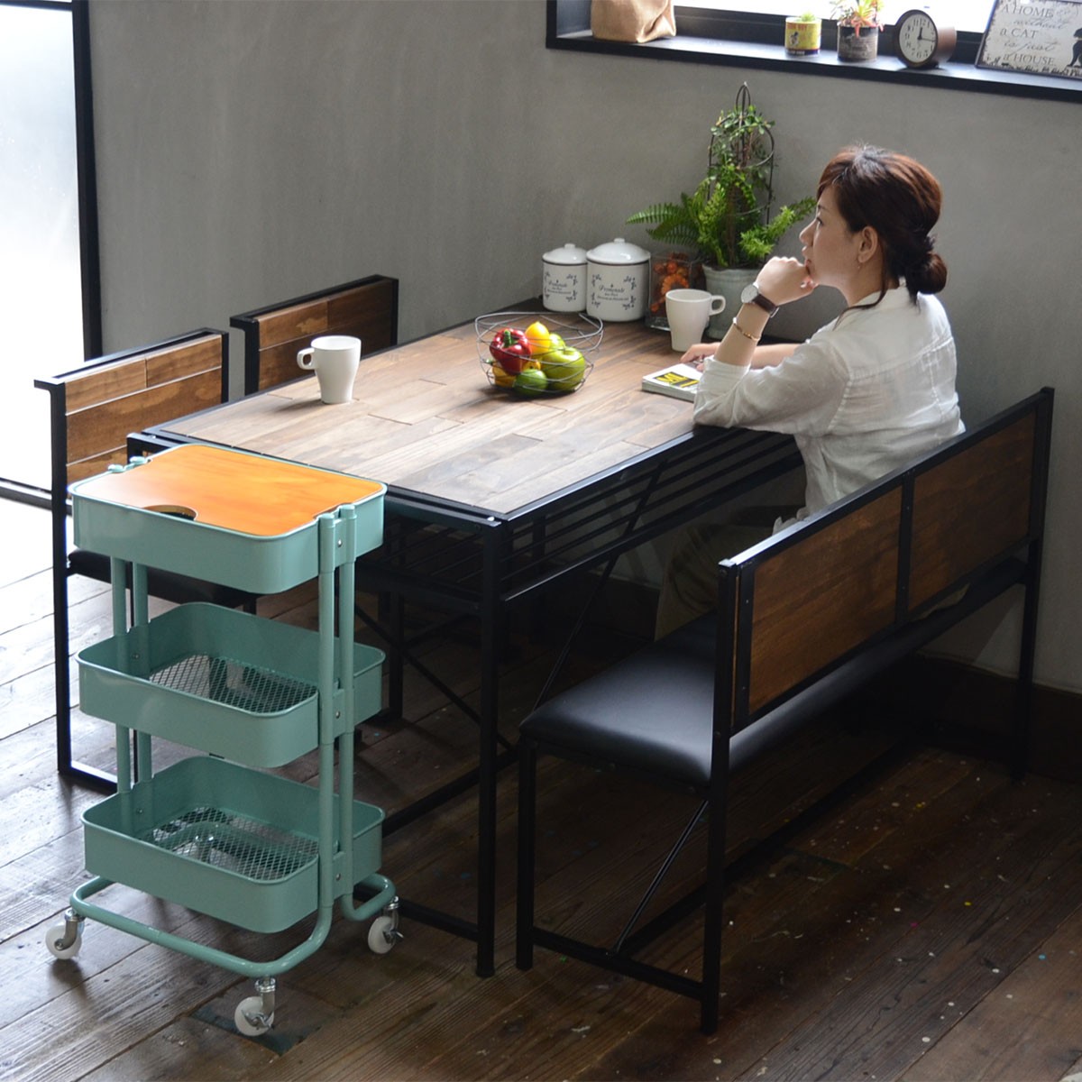 ベンチ ダイニングベンチ チェア 北欧 木製 幅113cm 椅子 2人用 二人