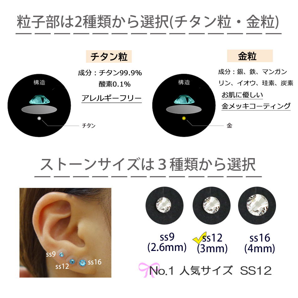 耳つぼジュエリー 100粒 選べる1カラー全40色 大容量 耳ツボジュエリー