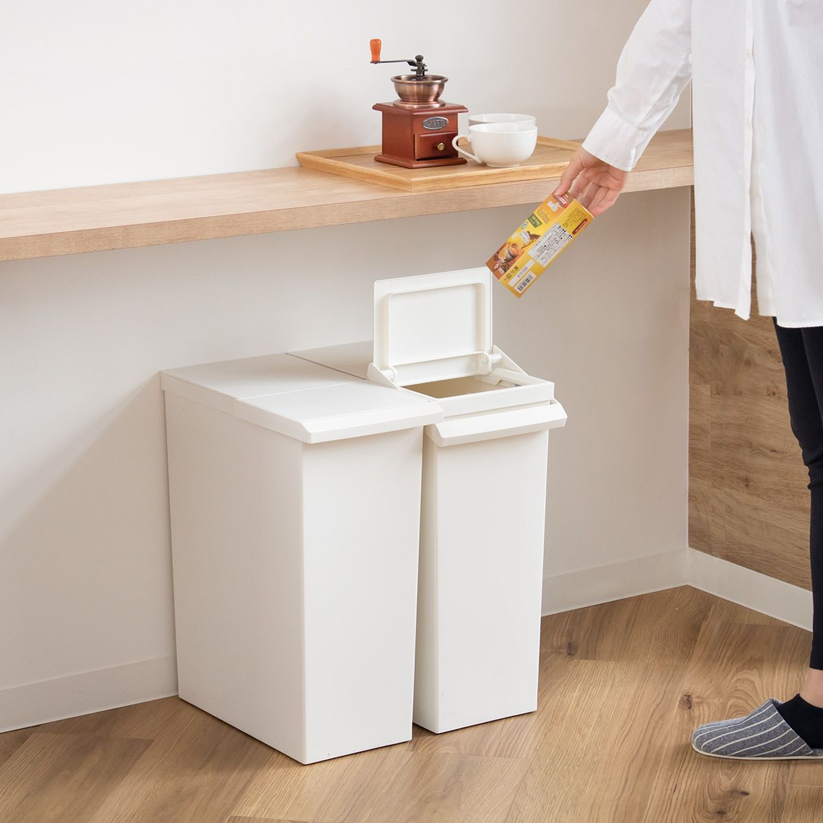 RISU（リス） 特典付き ゴミ箱 30L 同色2個セット TOSTE レバー