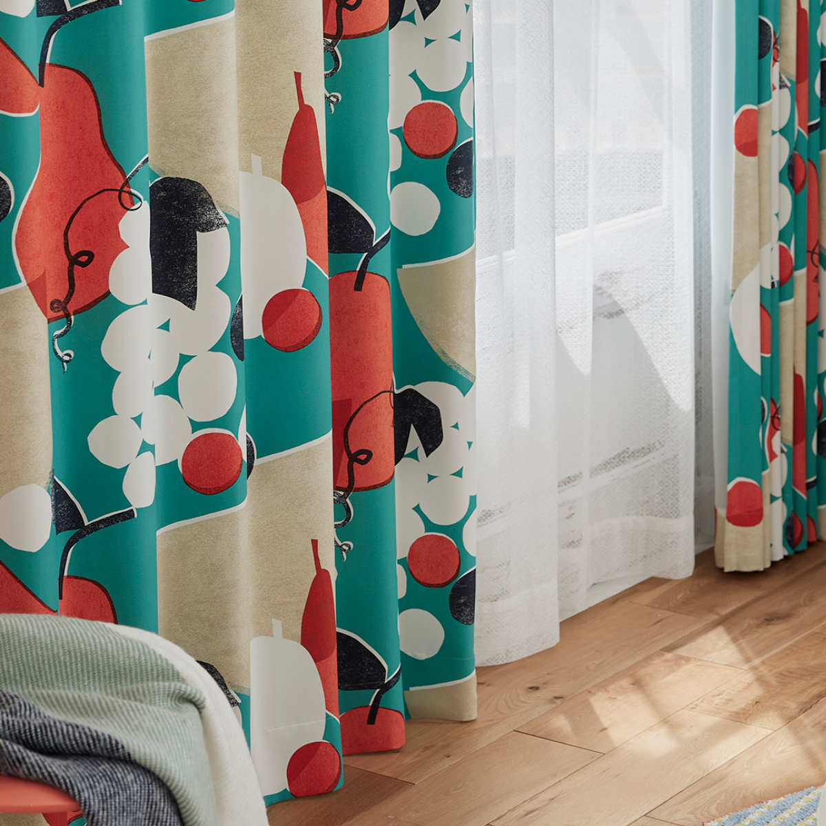 スミノエ カーテン 遮光2級 フルーツフルーツ 100×135cm ドレープ