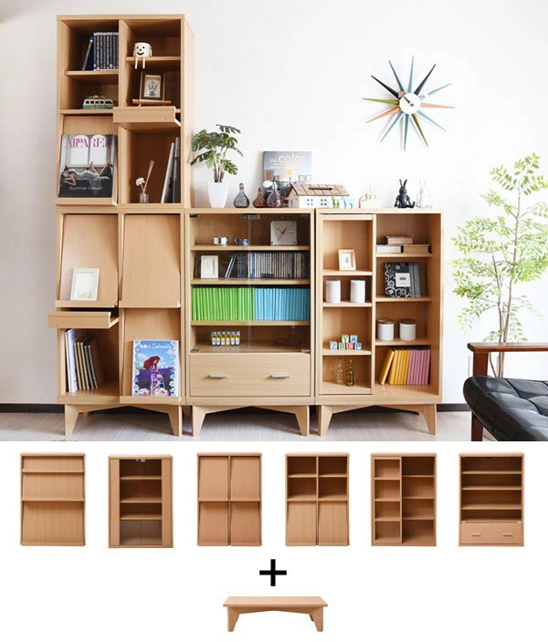 本棚 幅60cm 4段 スライド書棚 ボックスラックシリーズ （ 書棚