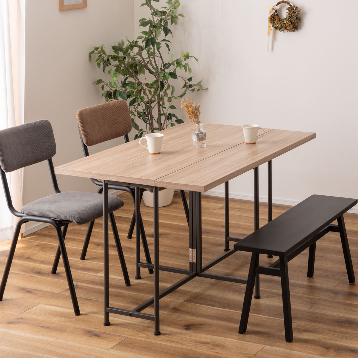 東谷 バタフライテーブル 幅120cm 奥行3段階調整 高さ70.5cm （ 3way