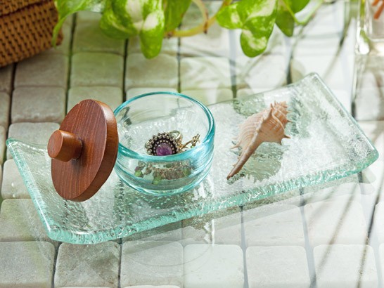 ガラスプレート 長方形 四角 スクエア アジアン雑貨 バリ 食器 和