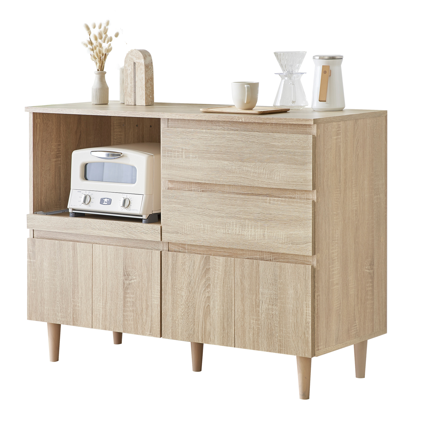 LOWYA（ロウヤ） 食器棚 キッチンカウンター おしゃれ 120 ロータイプ