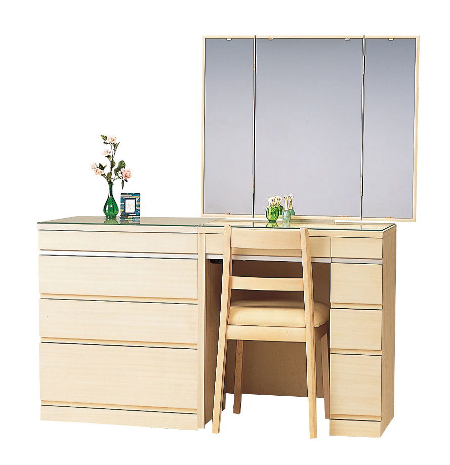 PLUS ONE 三面鏡 ドレッサー イス 鏡台 テーブル コンパクト 白