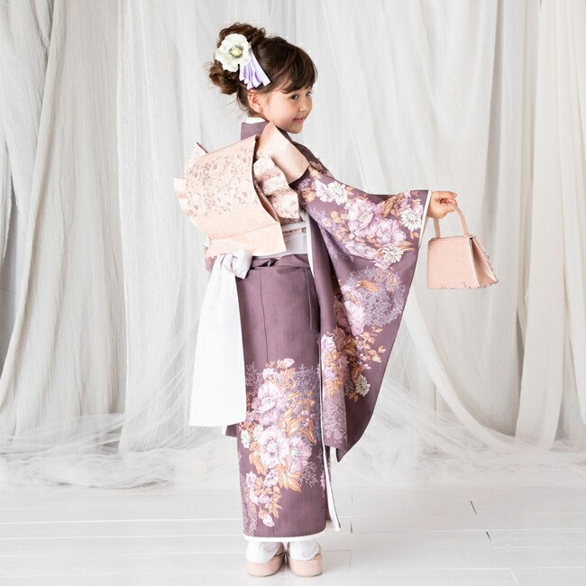 七五三 着物 7歳 女の子 レンタル ナチュラル ジルスチュアート 紫