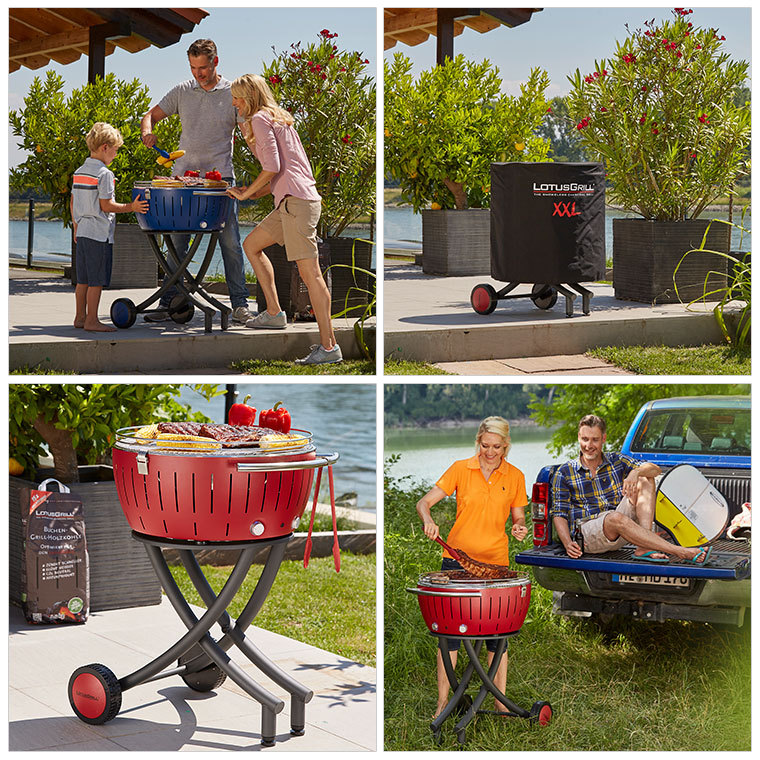 ハーフェレ 無煙炭火バーベキューコンロ ロータスグリルXXL レッド