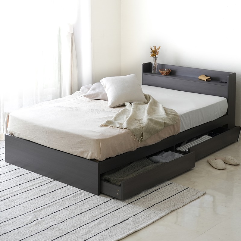 シングルベッド ベッド シングル プエル ベッドフレーム 収納 収納付き