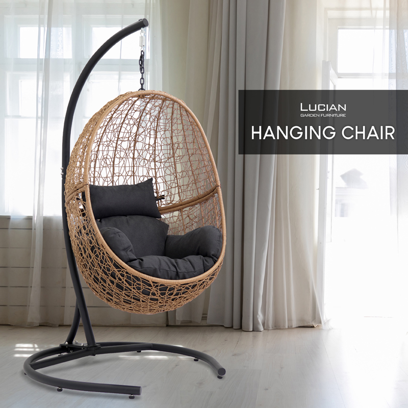 ハンギングチェア 屋外 屋内 ゆりかごソファ クッション付き たまご型