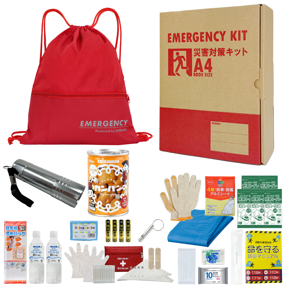 EVERSAFE 防災セット 非常用持ち出し袋 充実A4防災セット 1人用 防災