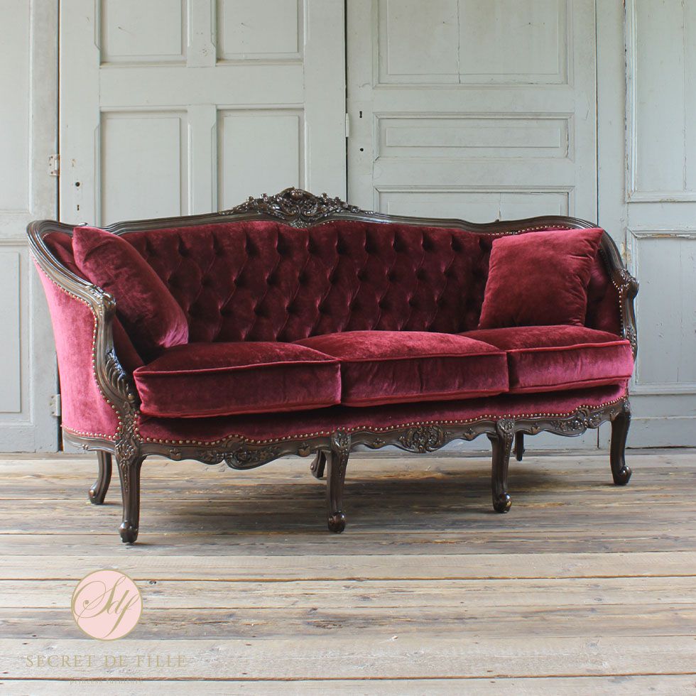 イタリアン ソファ 3人掛け アンティーク ロココ 姫系 猫脚 PUレザー