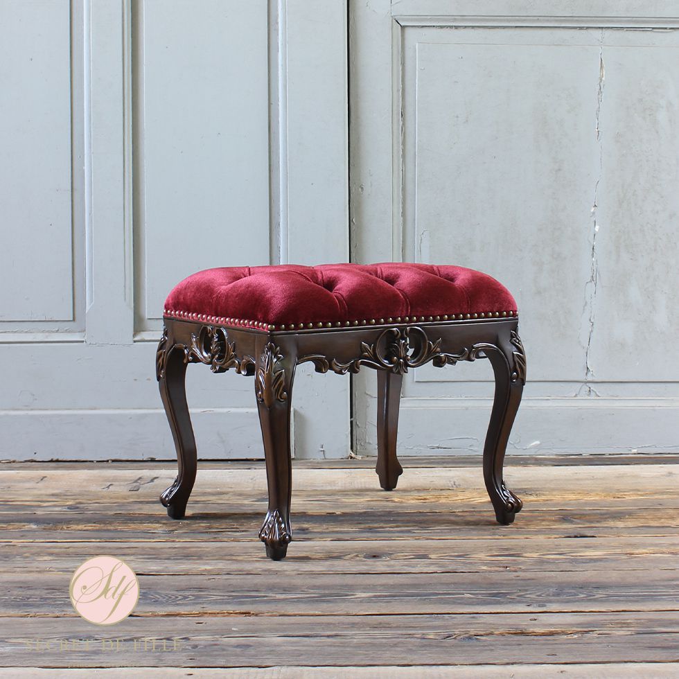 猫脚スツール レトロ風 赤 ヴィンテージ風 かわいい 222-1325-001 猫脚