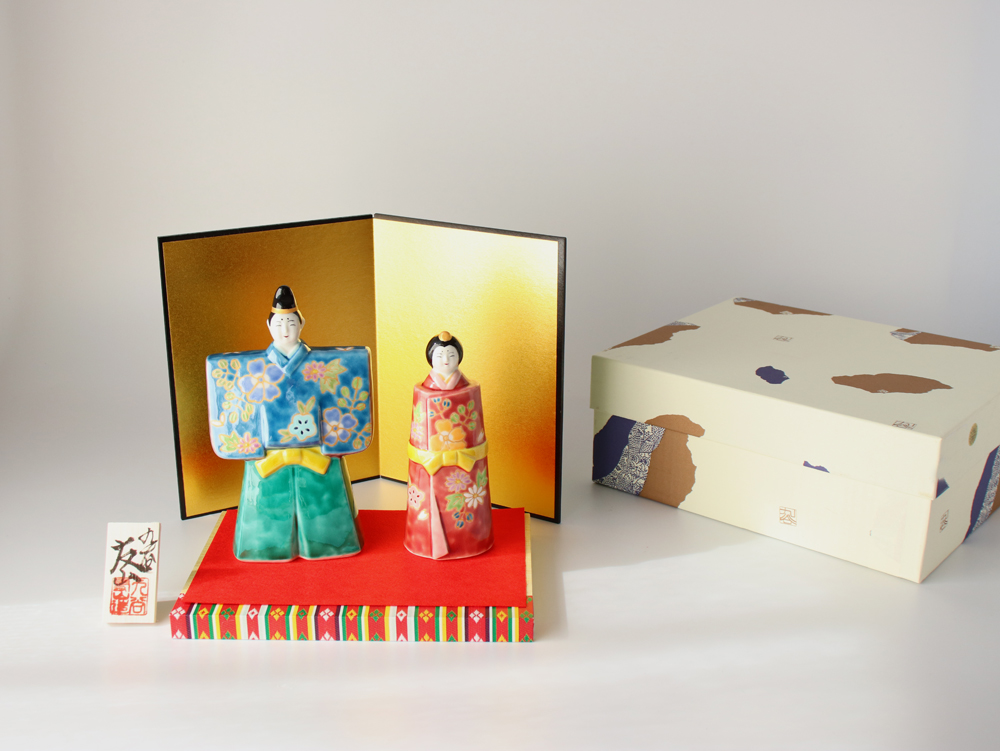 九谷焼 5.5号立雛人形 金花紋 親王飾り コンパクト おしゃれ 平飾り 二