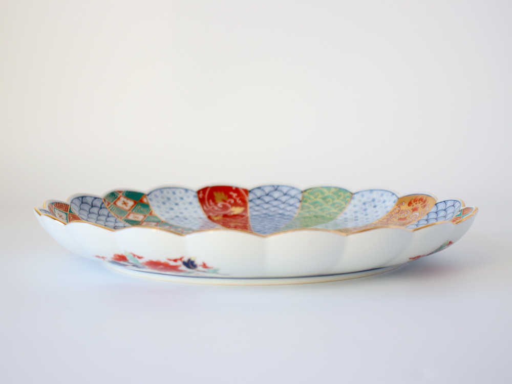 林九郎窯 古伊万里様式 菊割花地紋 プレート24cm 波佐見焼 8号 : 雑貨