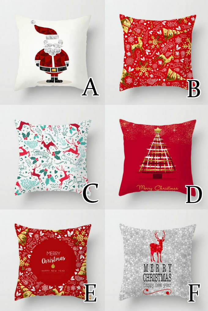 クッションカバー クリスマス柄 サンタ ツリー トナカイ レッド 北欧