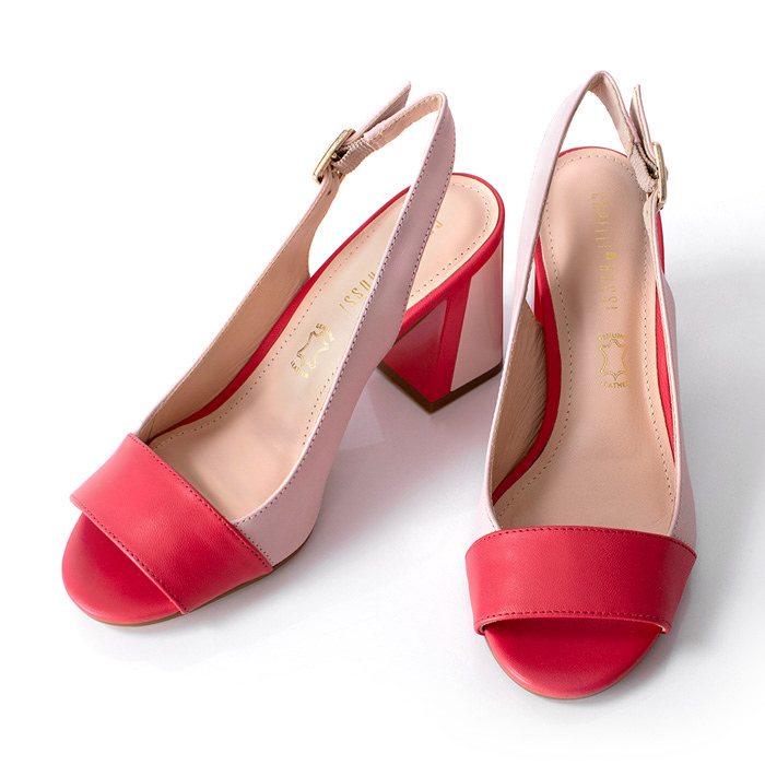 サンダル レディース ストラップ 本革 レザー チャンキーヒール 歩き