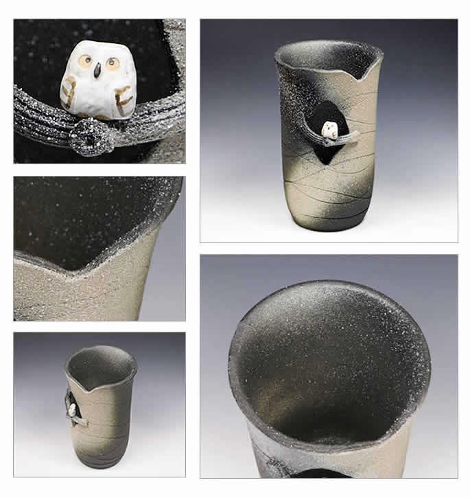 傘立て 陶器 信楽焼 おしゃれ スリム フクロウ 傘入れ モダン シンプル