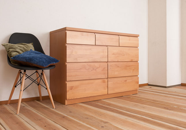 チェスト 天然木 無垢材 木製 ワイド 4段 完成品 日本製 引き出し 収納