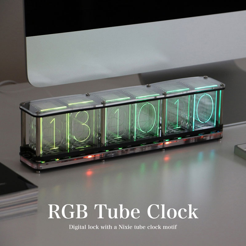 RGBチューブクロック ニキシー管風デジタル時計 レトロ 映え LED
