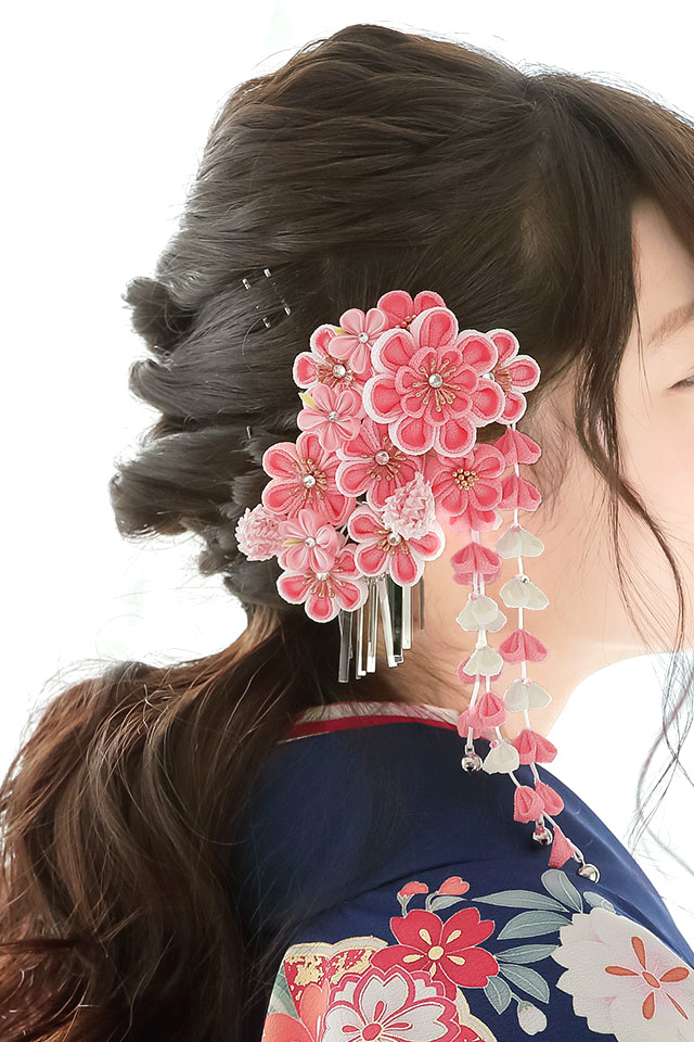 SOUBIEN（創美苑） 成人式 つまみ細工 髪飾り 簪 かんざし 2点セット