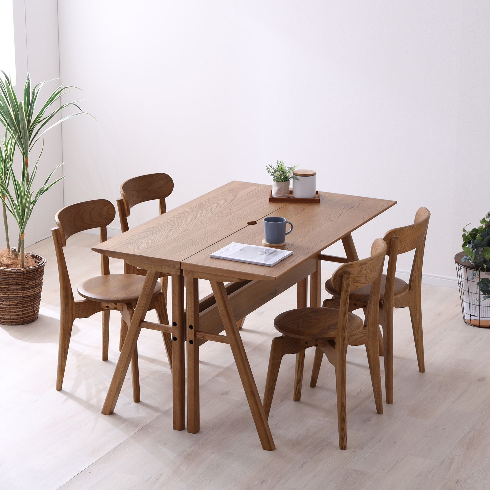 シギヤマ家具工業 ダイニングテーブルセット 4人掛け 北欧 回転椅子