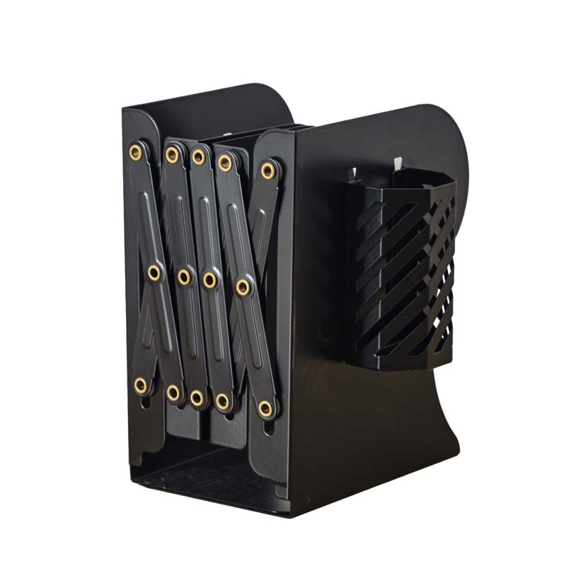 ブックスタンド 卓上 伸縮 おしゃれ 本立て スチール製 ペン立て付き