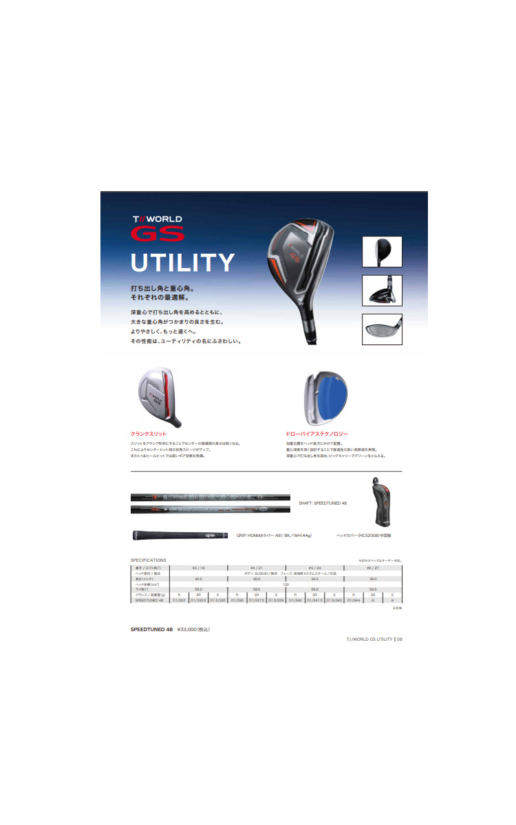 GS 本間ゴルフ ホンマゴルフ ツアーワールド T//WORLD GS