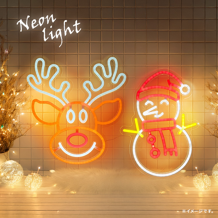 DENKO HOME（電光ホーム） LED ネオンサイン トナカイ フェイス USB